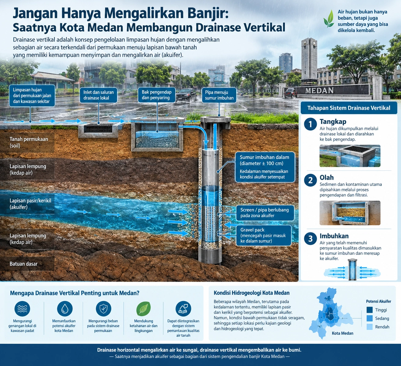 Jangan Hanya Mengalirkan Banjir: Saatnya Kota Medan Membangun Drainase Vertikal